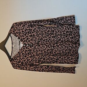 Anixay Leopard Print Blouse Brown/Black Size Medium Nwt